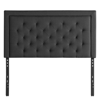 Upholstered Adjustable Height 51.3"–59.1" Headoard with Square Border and Diamond Tufting, Charcoal, Queen by Lucid