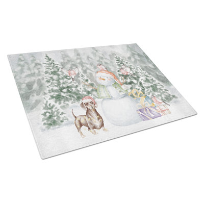 Dachshund Chocolate With Christmas Presents Glass Cutting Board Largecutting Board