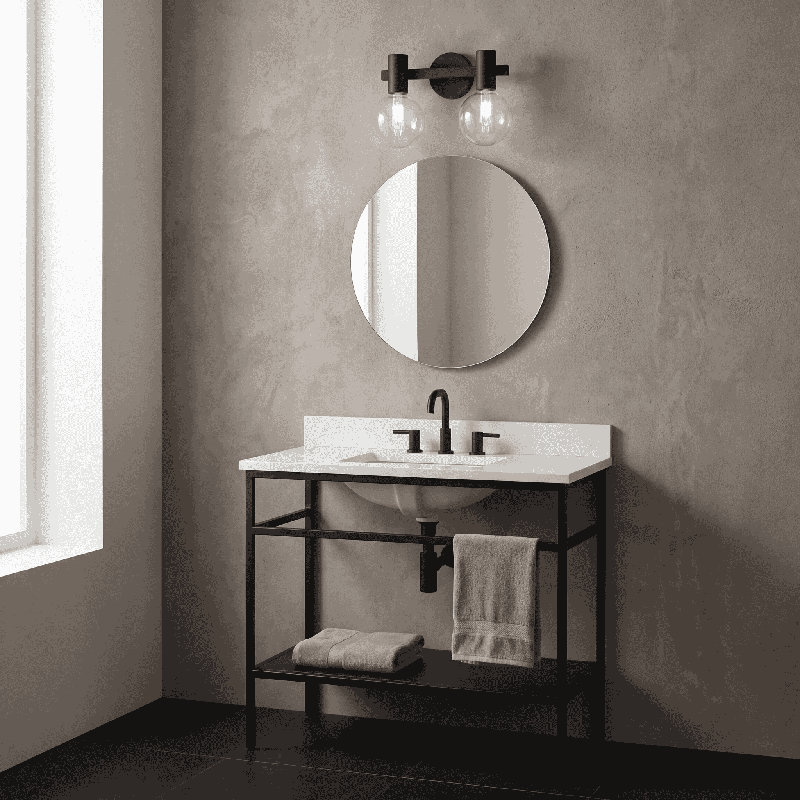  Wright 2-Light Bathroom Vanity Light in Matte Black, Matte Black