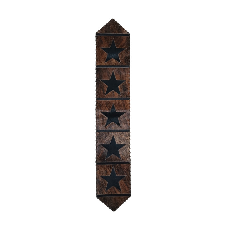 Star Cowhide Table Runner, 96" L x 12" D, Brown/Black