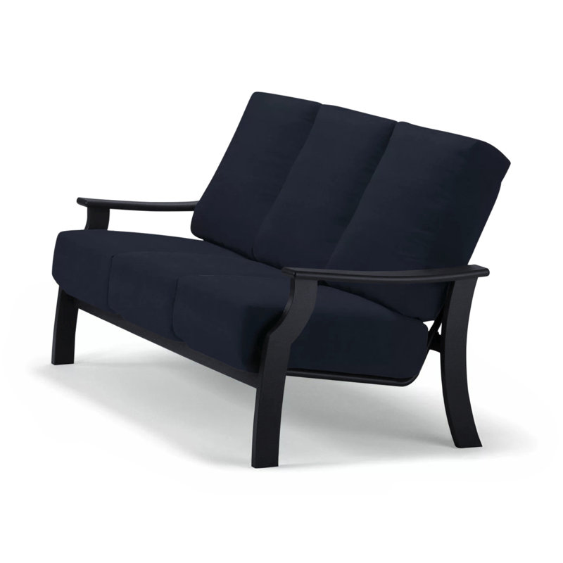 St. Catherine 74'' Wide Patio Sofa with Cushions, Spectrum Indigo Sunbrella®, Black
