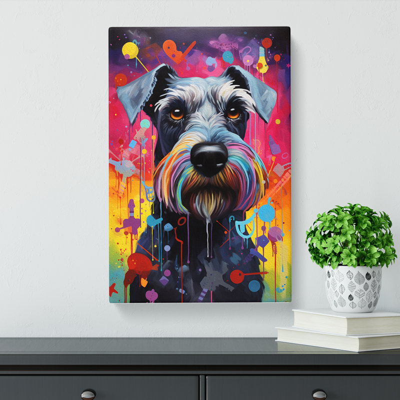 Schnauzer Neo-Plasticism Art - Wrapped Canvas, 60cm H x 40cm W x 3cm D