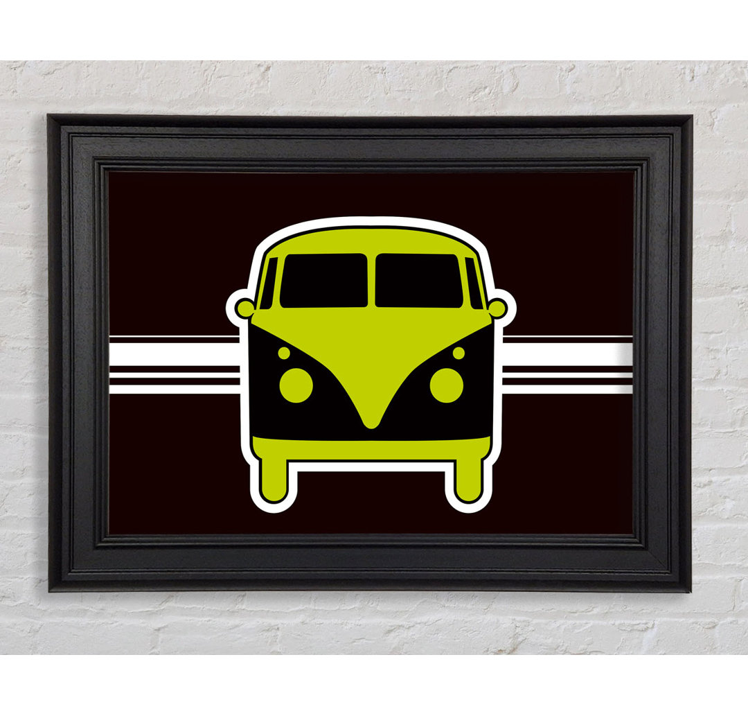 Retro Vw Camper Van Lime Green Gerahmter Druck