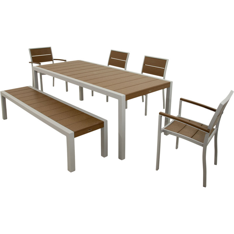 Ensemble repas 6 pièces POLYWOOD Surf City, Argent texturé / Cabane