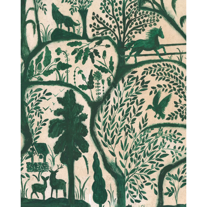 Transylvanian Roots Wallpaper Roll, Green/Taupe