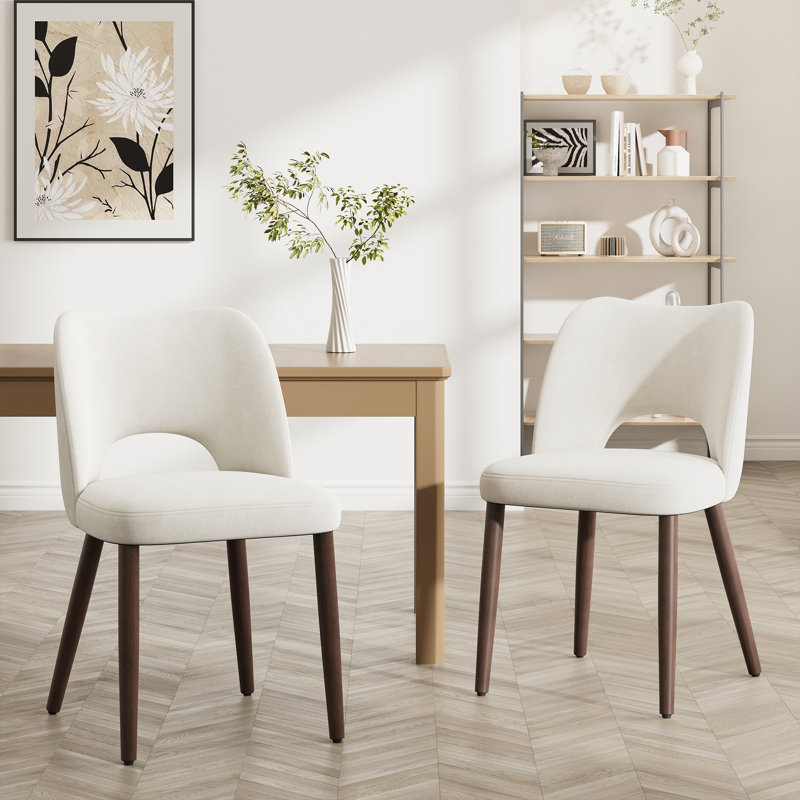  Chaise d'appoint rembourrée en velours avec pieds en bois Modern, Beige