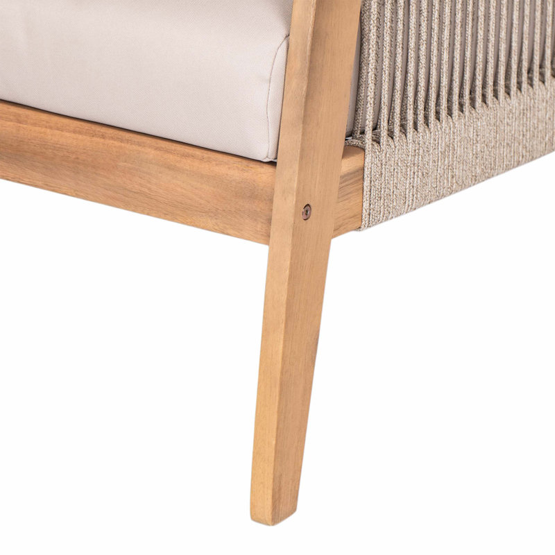 Ensemble de conversation modulaire d'extérieur 4 pièces en bois d'acacia et corde
