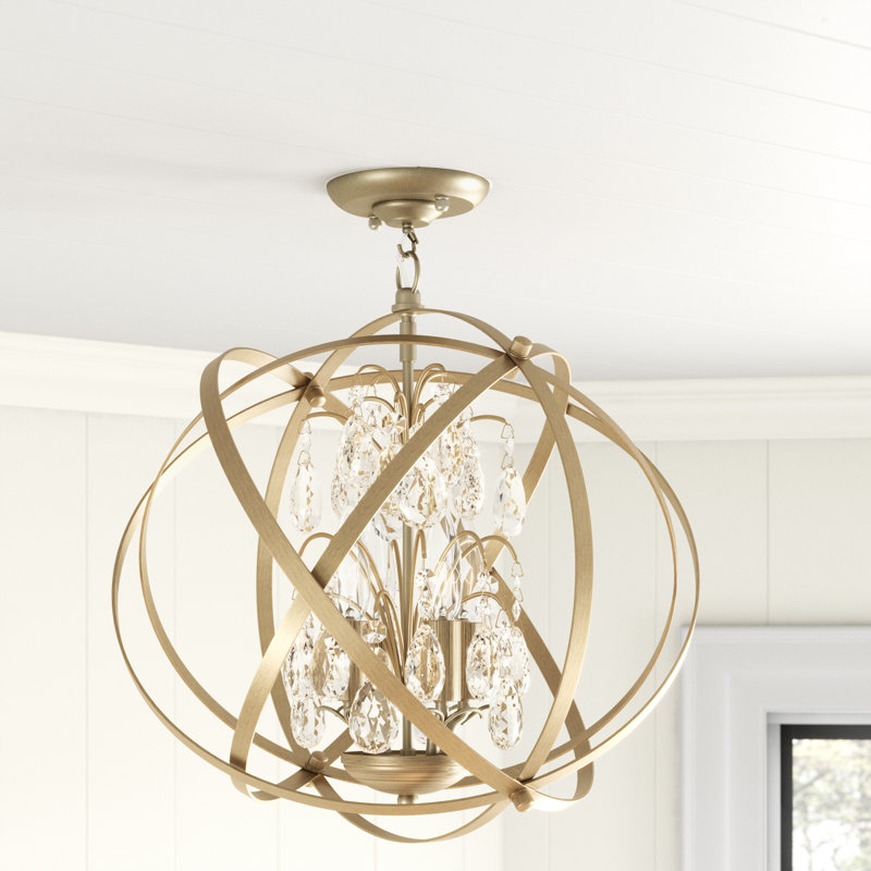 Rappaport 4 - Light Spherical Metal Crystal Flush Mount, Champagne Gold