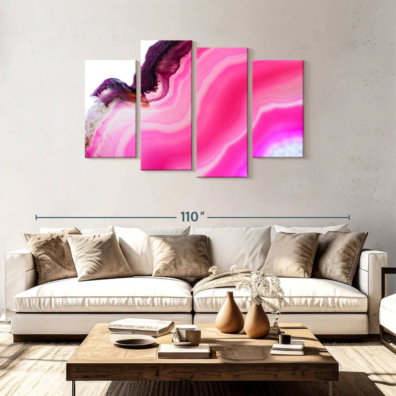 Avery magenta abstrait, H 48 po x l 75 po
