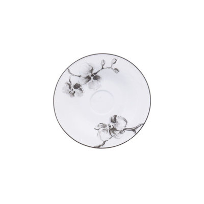 Black Orchid Porcelain Saucer