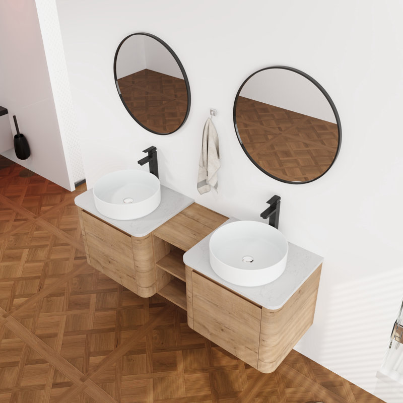 Meuble-lavabo double 60 po avec comptoir en quartz, 60"