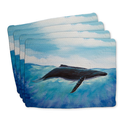 Blue Whale Braided Polyester Placemats | Set of 4 | Home Decor