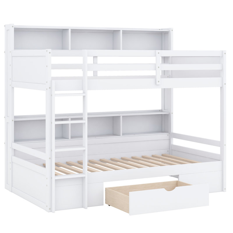 Jermarion Kids Twin Bunk Bed with Drawers, White