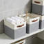 Bacs de rangement pliables en tissu avec 2 poignées en polyuréthane renforcé, paniers de rangement pliables pour placard, tablettes, salon, 11 x 11 x 11 po, paquet de 4, gris et blanc