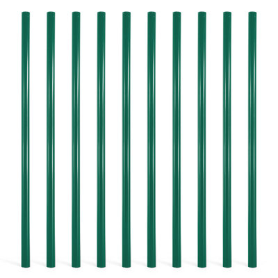 6 FT Green Chain Link Fence Line Round Post, Line Post with 1-7/8” Outside Diameter, Chain Link Fence Parts, Hardware, Accessories, Pack of 10