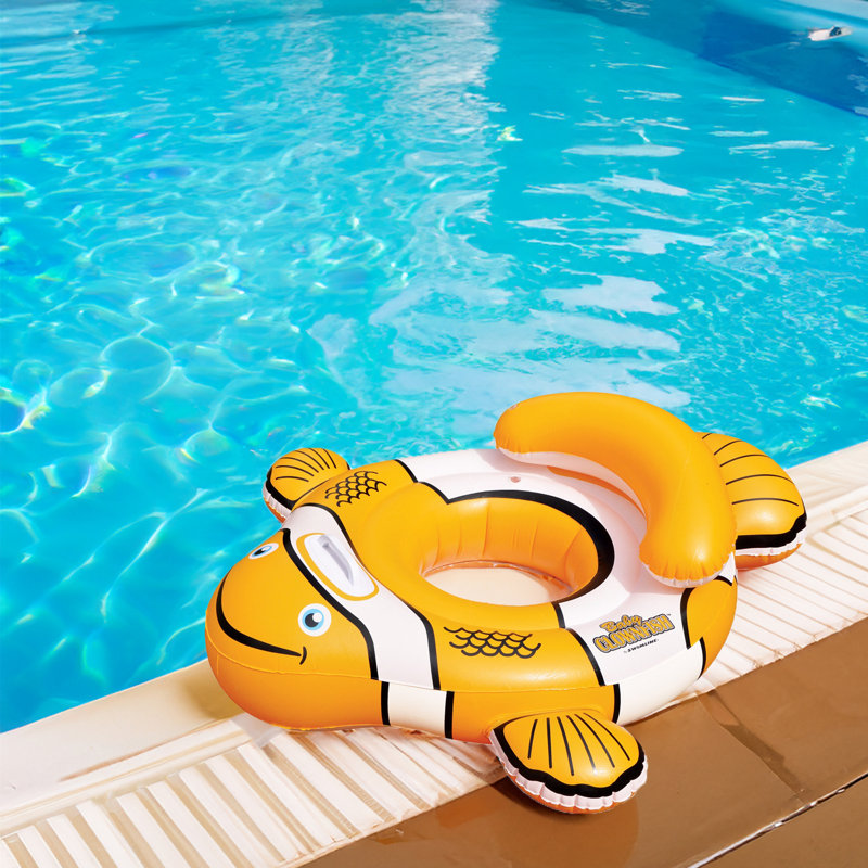 40'' Orange And White Inflatable Clownfish Baby Pool Float