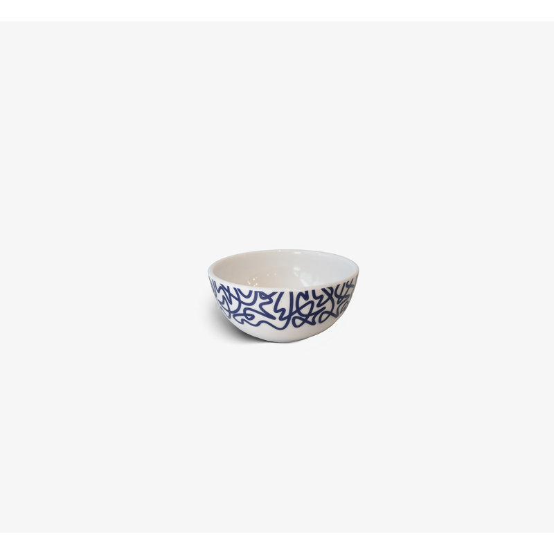 Serviette en lin bleu marine Squiggly