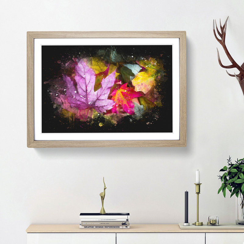 Colourful Autumn Leaves - Framed Print, 24cm H x 33cm W x 2cm D, Oak Framed