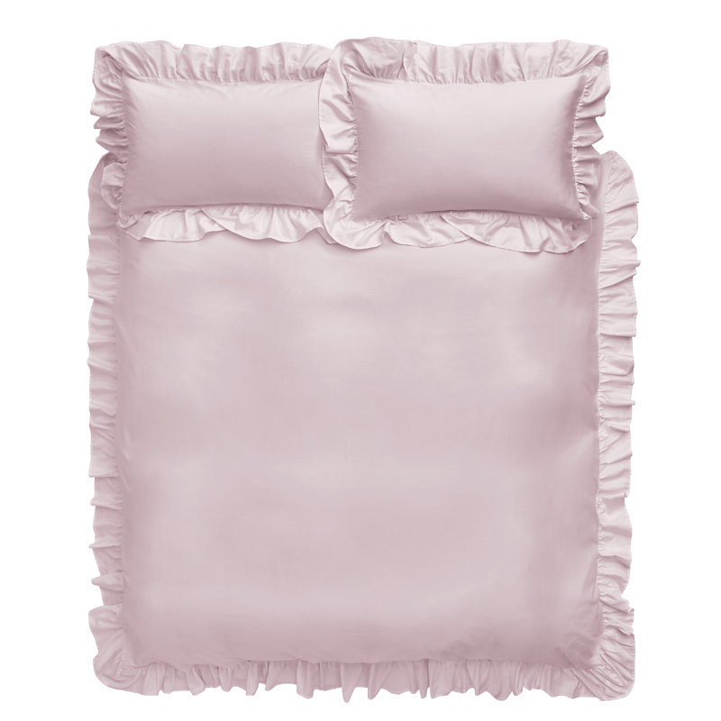 Relaxed Frill 200 TC Duvet Cover Set, Super King - 2 Standard Pillowcases, Blush