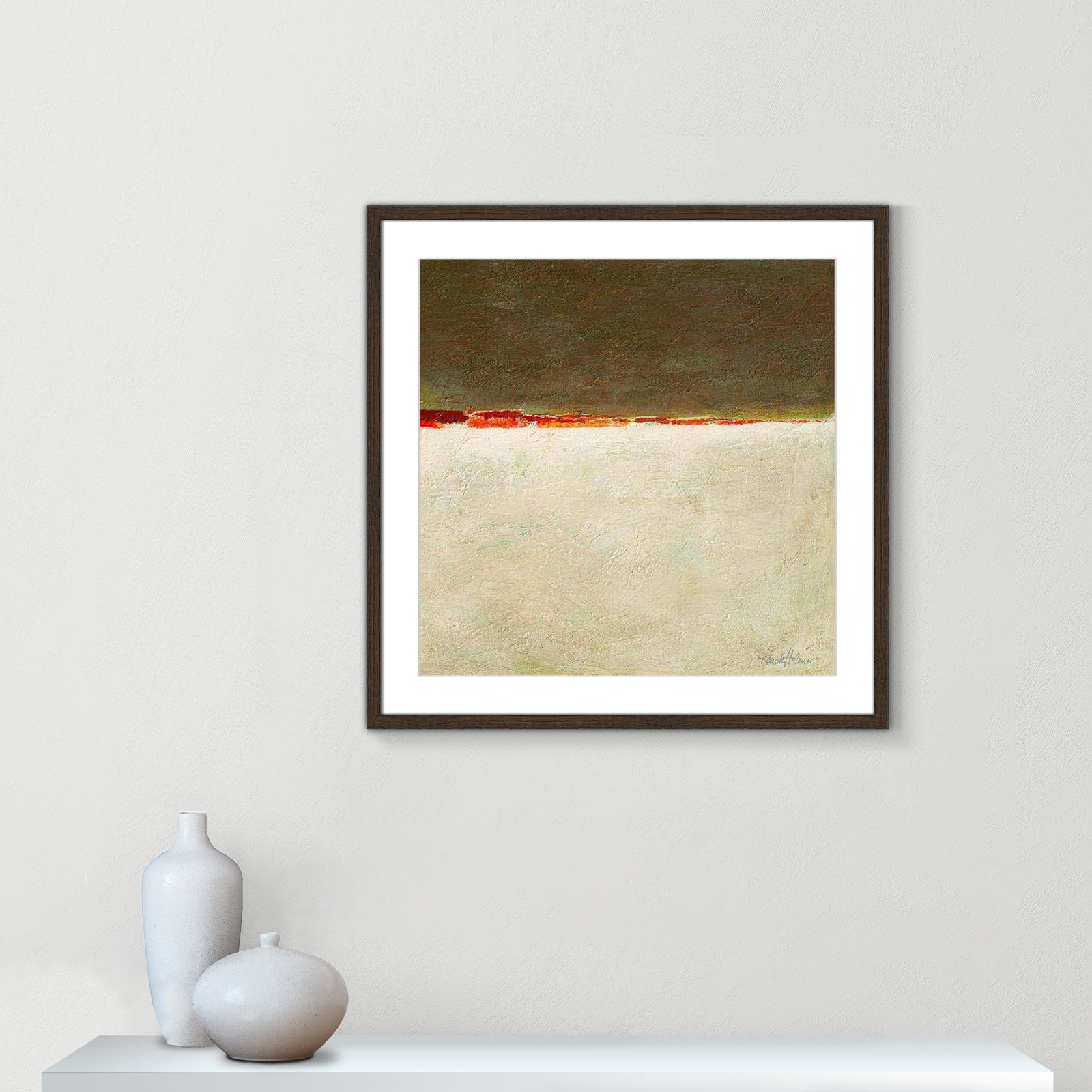 Orange Horizon I by Renate Holzner - Print, Black Framed, 27.5" H x 27.5" W x 0.75" D