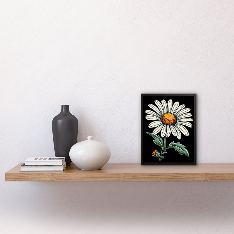 Deniela A Single Daisy Dark Old School Tattoo Ink Body Art Rockabilly Americana - Single Picture Frame Print
