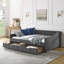 Daybed with Drawers Upholstered Tufted Sofa Bed,with Button on Back and Copper Nail on Waved Shape Arms-1922019207-1922019203