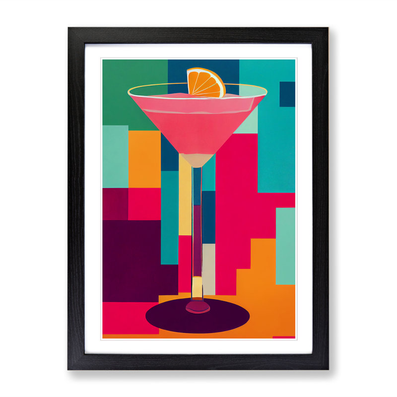 Cocktail Boho - Single Picture Frame Print, 34cm H x 25cm W, Walnut Framed