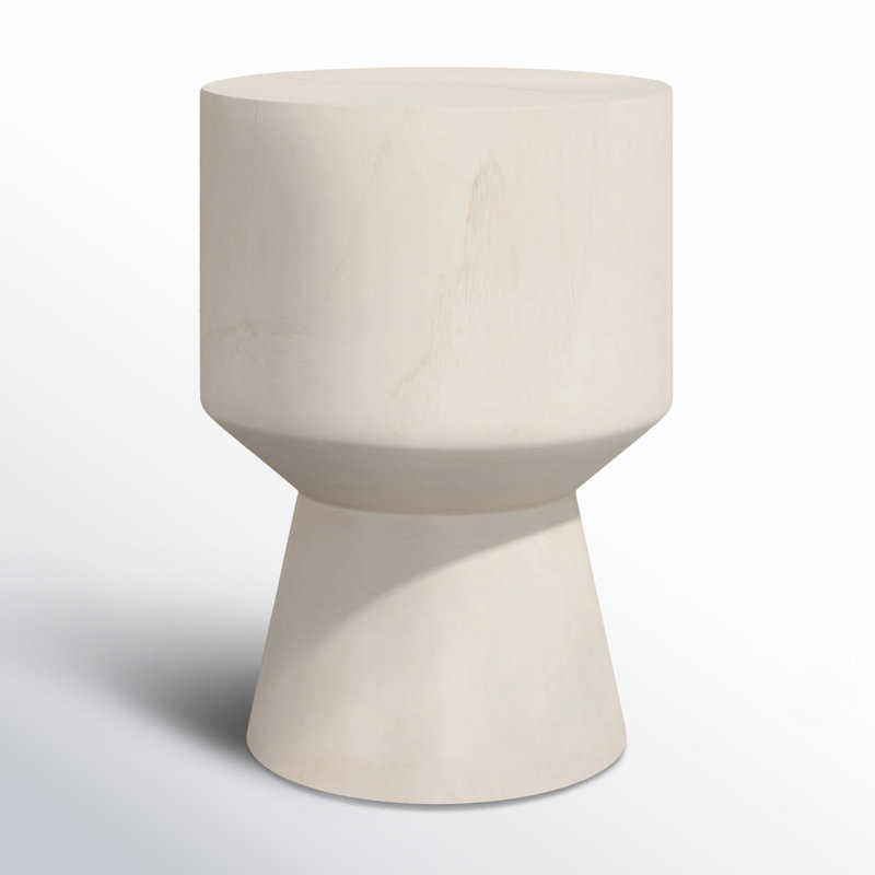 Jovie Outdoor Round Teak Side Table, Ivory Teak