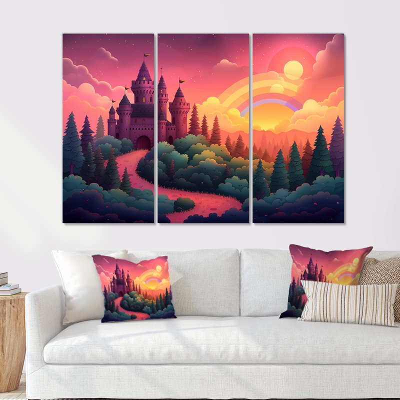 «Nursery Magical Castle Rainbow», ensemble d'art mural arc-en-ciel, Métal métal, H 28 po x l 36 po x P 1 po