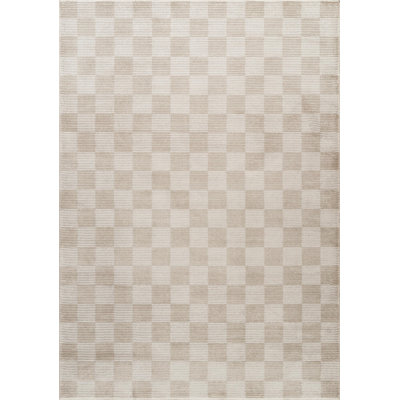 Abani Rugs Lars PDE160A Machine Washable Checkered Cream Area Rug