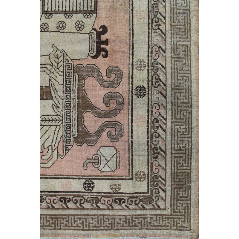 Tapis unique orange / beurre / brun de 5 pi 5 po x 10 pi 5 po Khotan