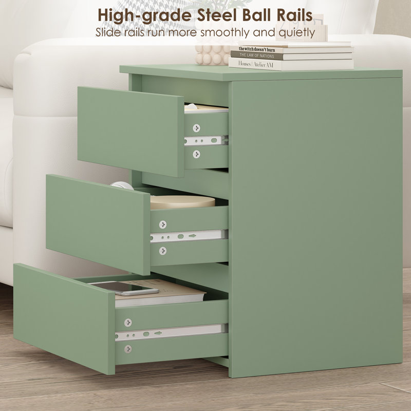 Arieyonna 3 - Drawer Nightstand, Green
