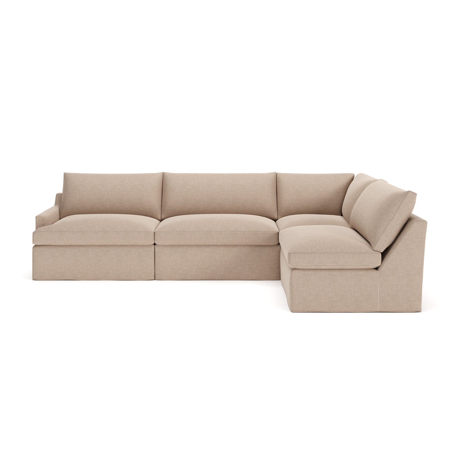 Wrenley 4-Piece Modular Sectional, Conversation Linen Basketweave, Right Hand Facing