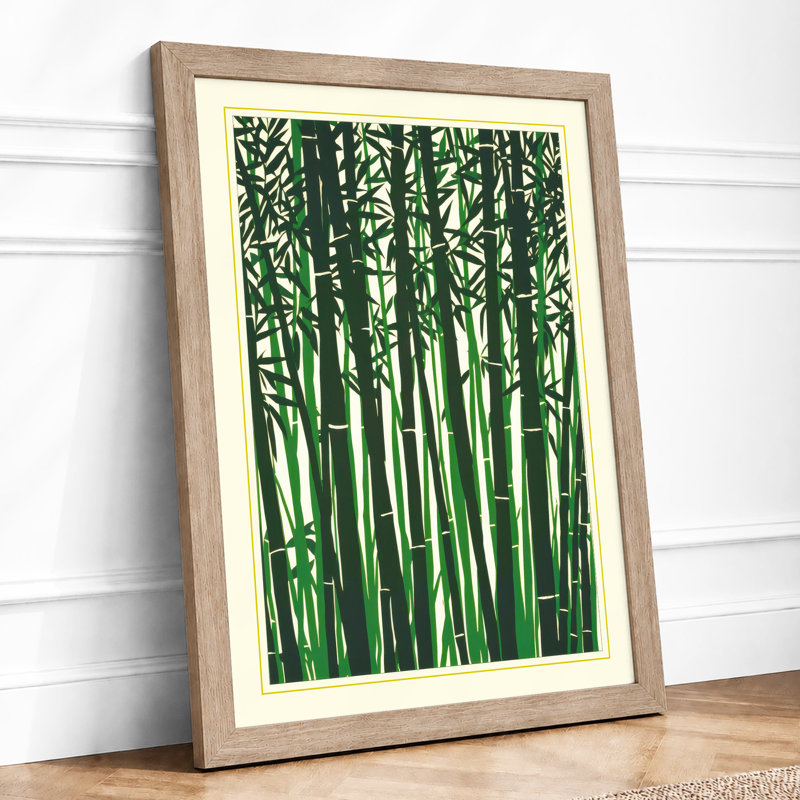 Bamboo Stand Japandi - Framed Print, A3 - 42.0 x 29.7 cm, Oak