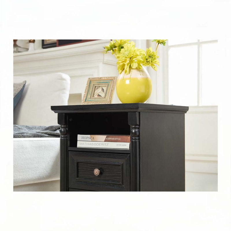 2 Drawer Sofa Side Table, Black