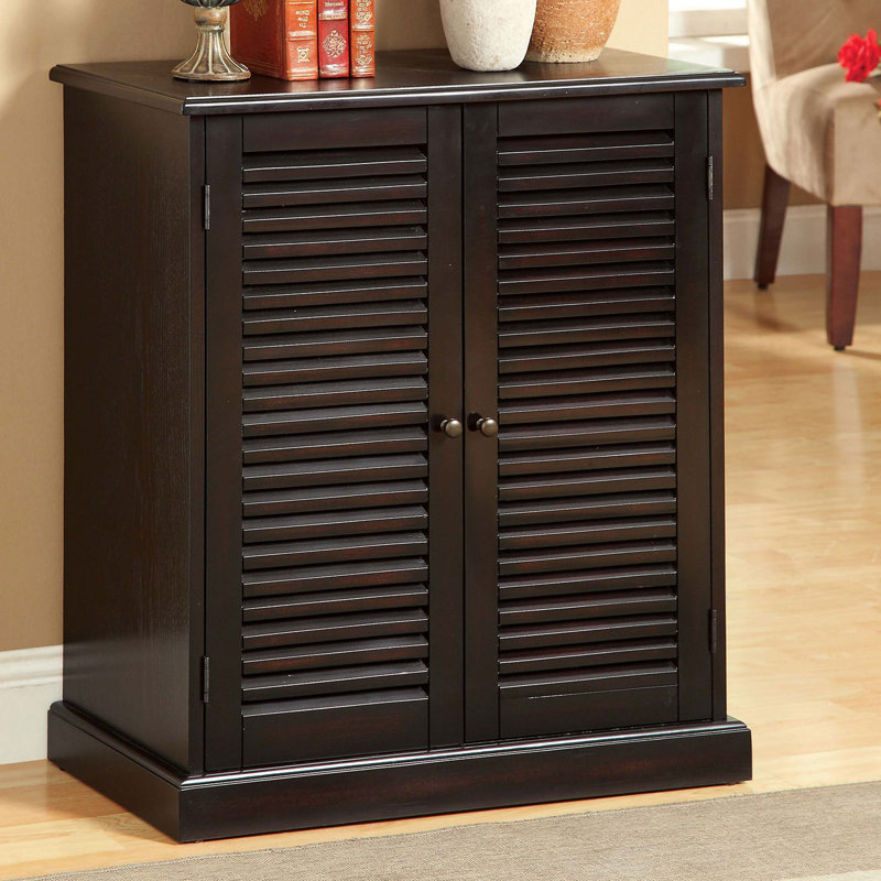 Armoire à chaussures avec 5 tablettes et portes à persiennes, Espresso