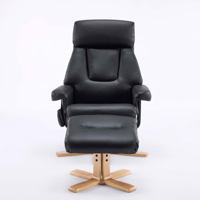 PU Leather Heated Massage 360° Swivel Accent Chair, Chair with ottoman, Ergonomic Comfort for Living Room, Bedroom Reading Nook Small Single Sofa for Bedroom, Office, Apartment