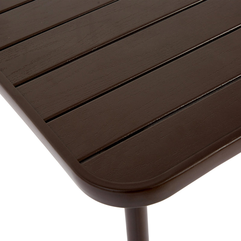 5-Piece Plastic Chair And Steel Table Outdoor Dining Set, Brown
