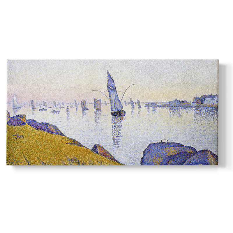 Série paysage - CDLXI - Toile tendue avec châssis encadré - Prêt à être accroché, H 21 po x l 41 po, Doré