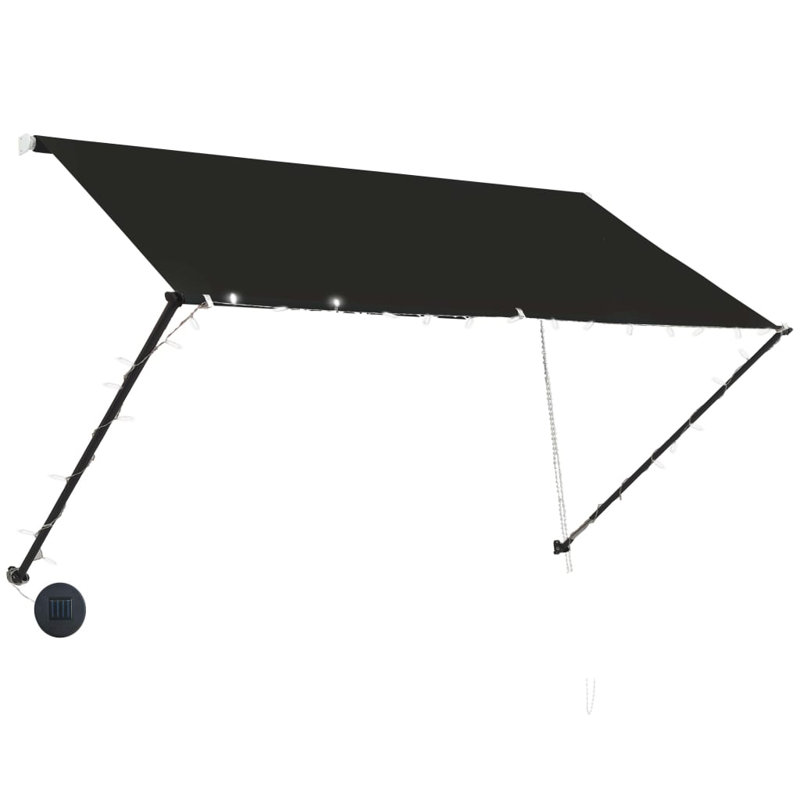 Dakota Fields 250cm W x 150cm D Fabric Cover Retractable Patio Awning, Anthracite