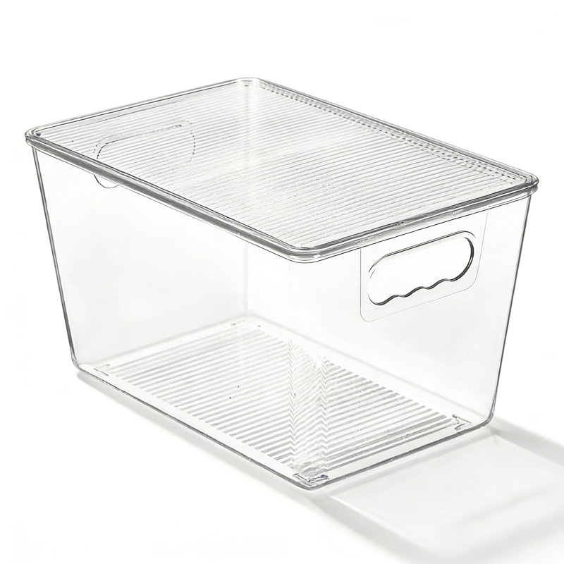 Bacs de rangement transparents empilables avec couvercles et poignées, grands contenants de rangement en plastique pour le garde-manger, la cuisine, le réfrigérateur, l'armoire, le placard et l'organisation de la salle de bain