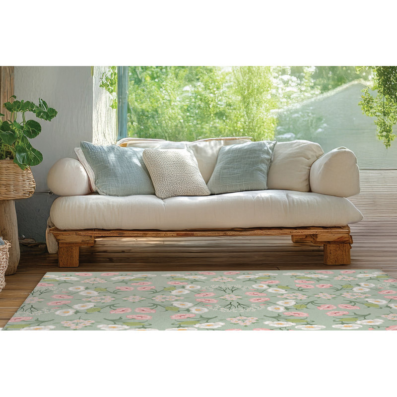 May Flowers Outdoor Rug, Rectangle 8' x 10'