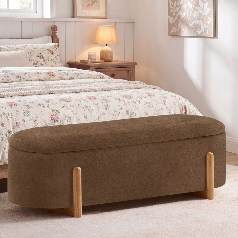 Banc de rangement à couvercle rabattable moderne avec compartiment caché, DARKKHAKIBR