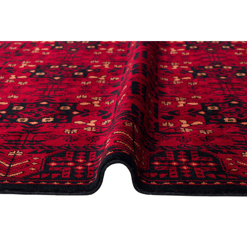 Tapis d'entrée tissé à la main, 6,6 x 9,8 pi, rouge | 100% viscose de bambou, hauteur des poils: 0,3 po, 3200 g / m² | 168 000 points de fil | Durable, facile à nettoyer, parfait pour le décor du salon et du vestibule