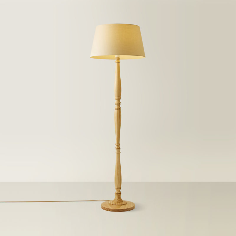 Arialdo 156cm Traditional Floor Lamp, Light Wood, Beige