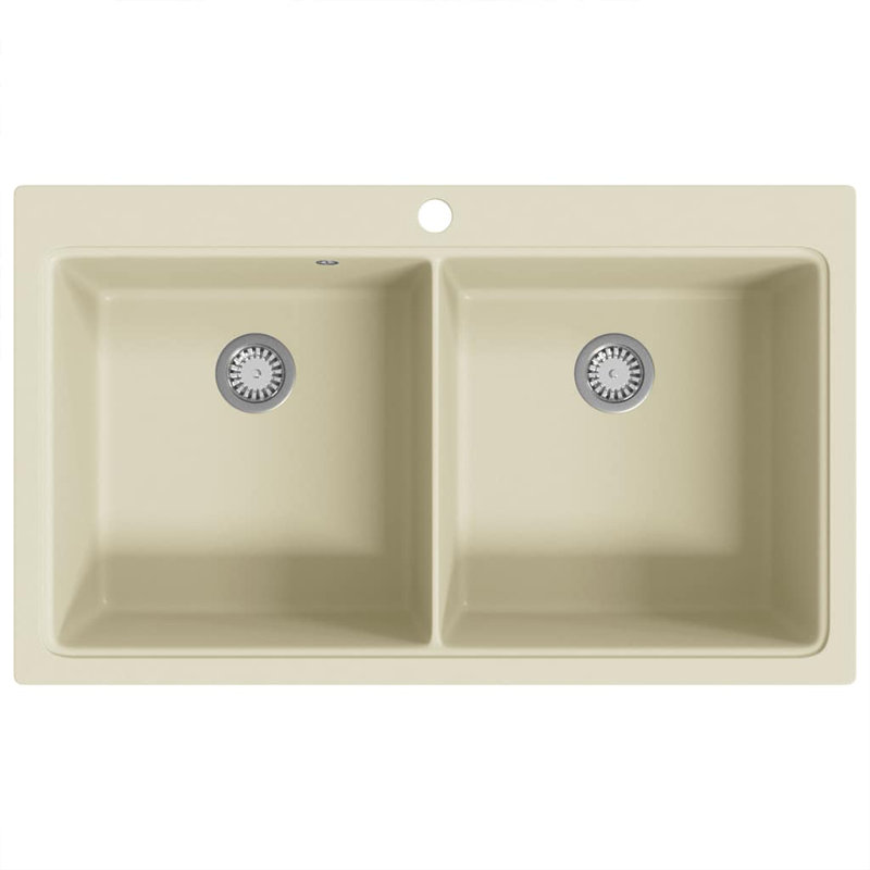 vidaXL Granite Kitchen Sink Double Basins Beige