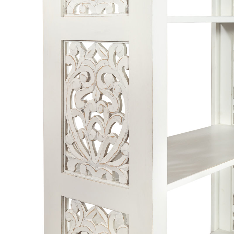 Chouteau 75"H Accent Bookcase w/ Scroll Work, White