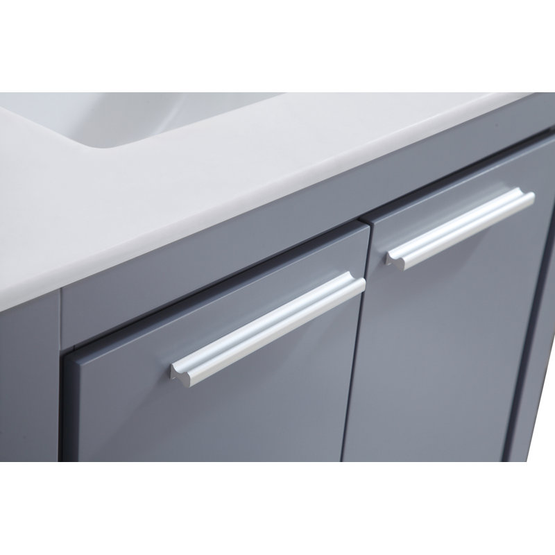 Chellie 30'' Single Bathroom Vanity with Top, Gray, Ivory White