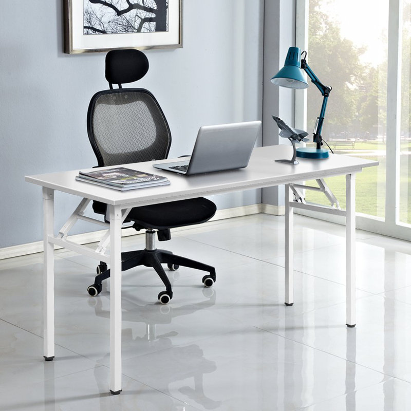 Katie Adjustable Metal Base Computer Desk, White, 29.5" H x 62" W x 23.6" D