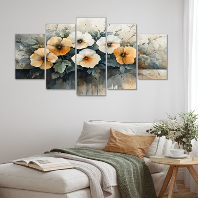 Orange orange, floraison des coquelicots I - art mural blanc - décoration murale traditionnelle diamant